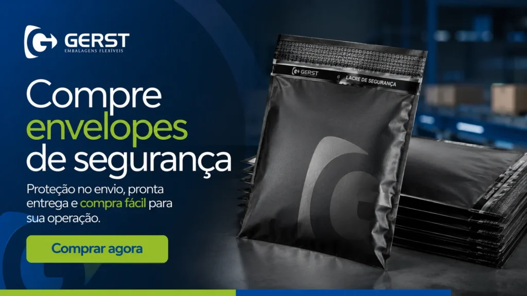 Envelope de segurança para transporte de produtos com lacre inviolável e pronta entrega.